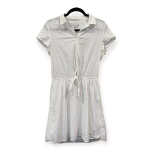 J. Crew Mercantile Eyelet Collared Short Sleeve Dress White Small